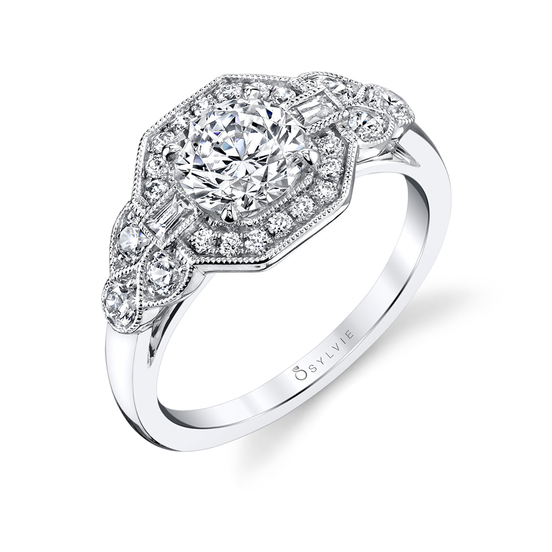 Mixed Shape Round Cut Modern Vintage Engagement Ring (10588532408513)