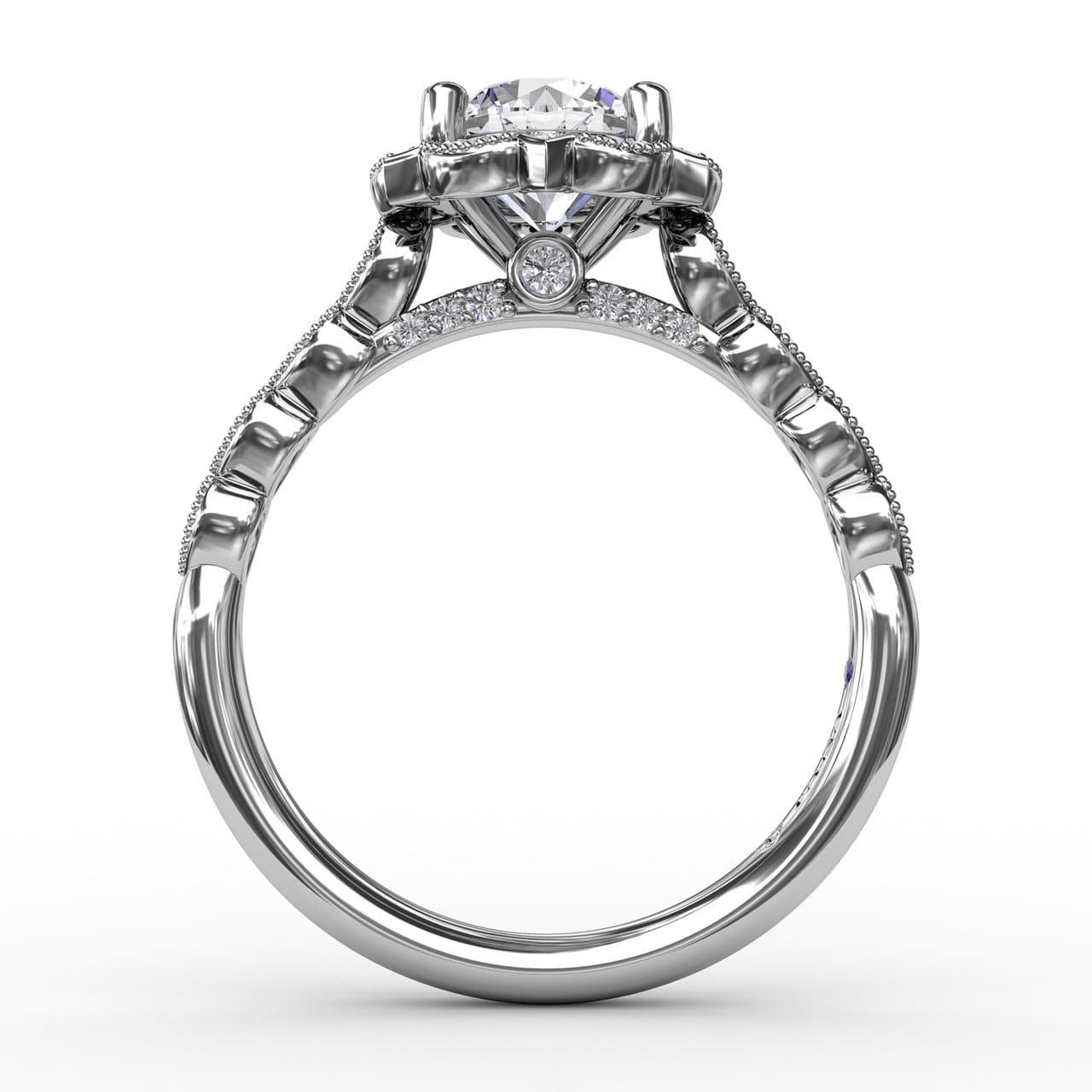 Round Diamond Engagement With Floral Halo and Milgrain Details (5552776741019) (10221019300033)