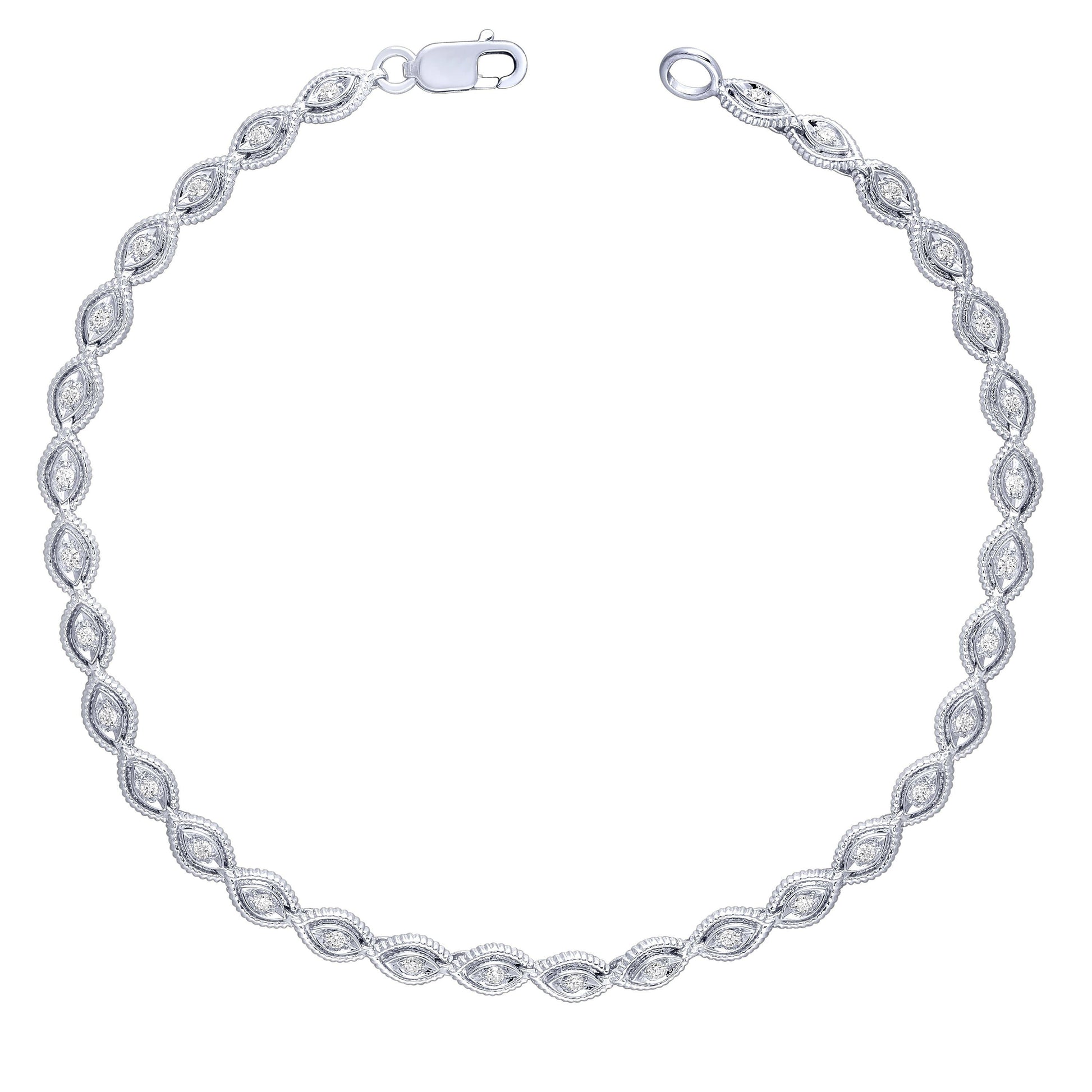 Sterling Silver 1/4Ctw Diamond Fashion Bracelet (6738322620571) (10220951142593)
