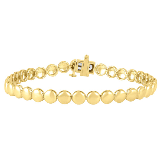 NAVI-STERLING SILVER AND 14KT YELLOW GOLD PLATED CIRCLE LINK BRACELET 7"