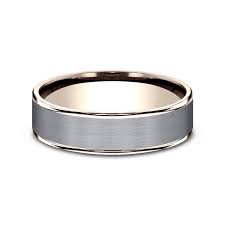 6.5mm 14K Rose Gold and Grey Tantalum Satin Finish Wedding Band (9039387787494) (10800539697345)