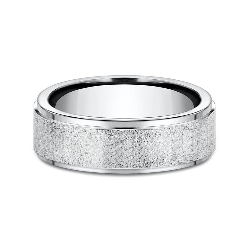 7mm Grey Cobalt Swirl Finished Wedding Band (9039386083558) (10800541401281)