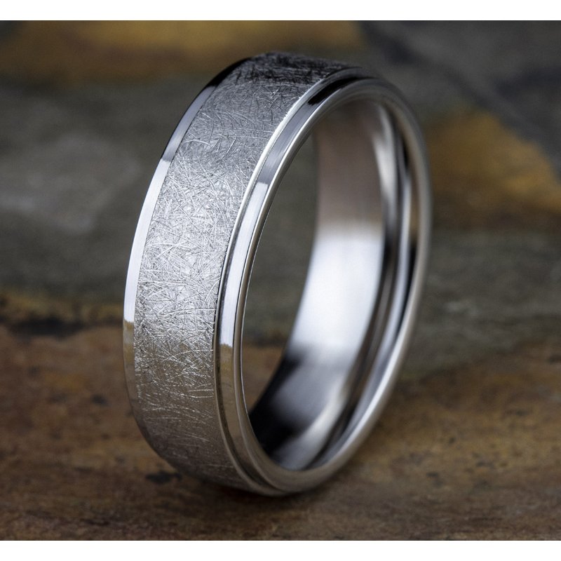 7mm Grey Cobalt Swirl Finished Wedding Band (9039386083558)