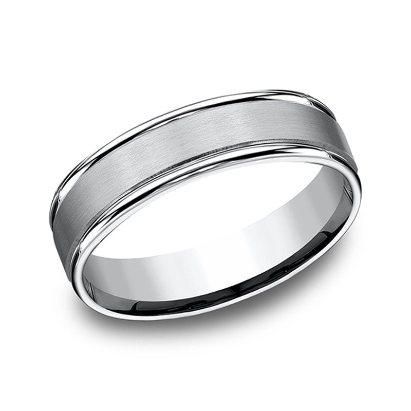 6mm Grey Cobalt Satin Finish Round Edge Wedding Band (9039386542310) (10800540975297)