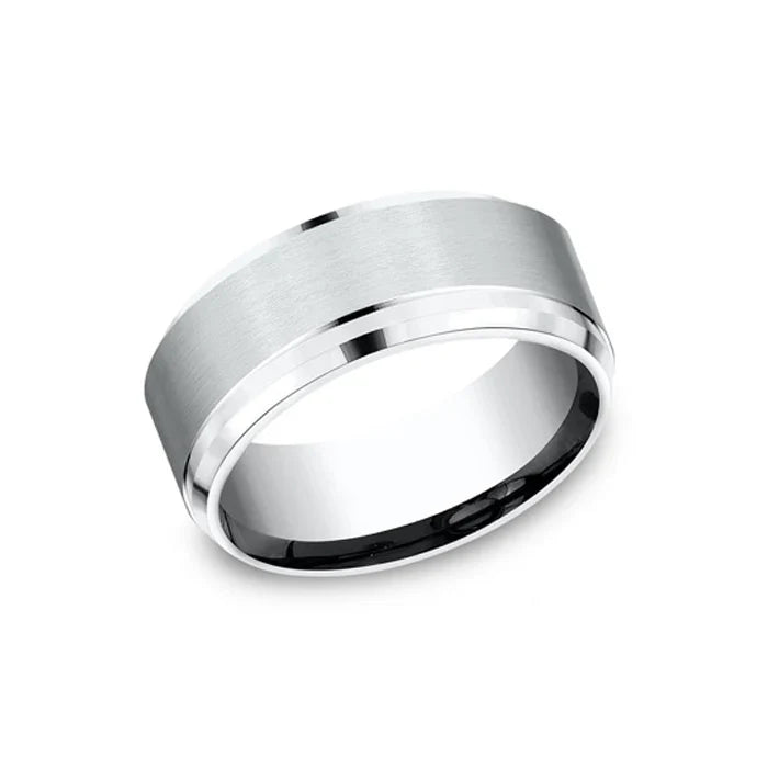 9mm Grey Cobalt Satin Finish Drop Beveled Edge Wedding Band (9039386247398) (10800541237441)