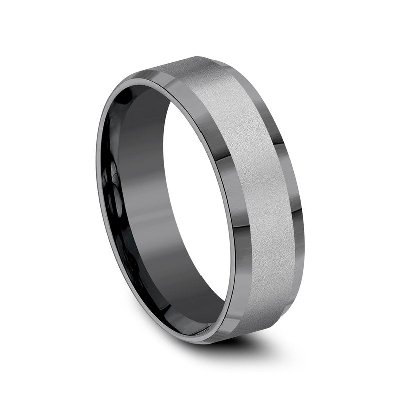 7mm Dark Tantalum Sandblast Finish Wedding Band (9039386935526) (10800540582081)