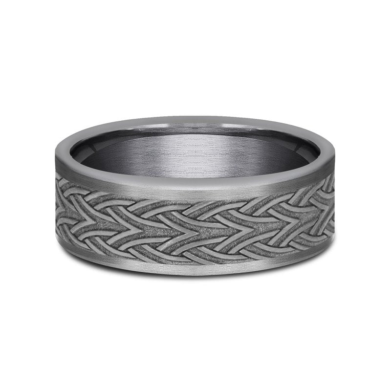 7mm Grey Tantalum Celtic Arrow Knot Pattern Wedding Band (9039387132134)