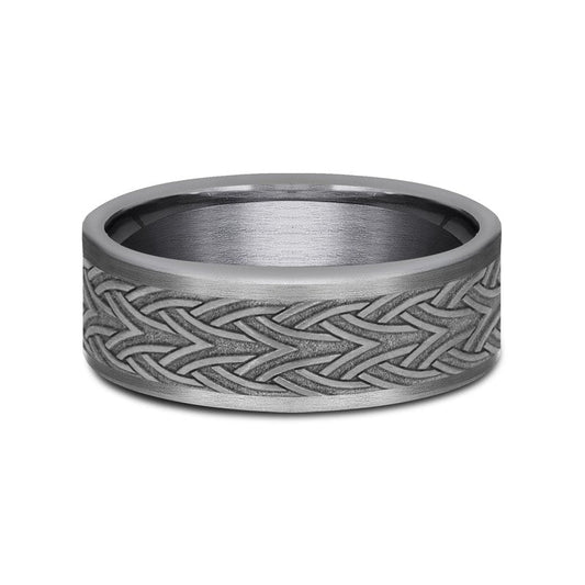 7mm Grey Tantalum Celtic Arrow Knot Pattern Wedding Band (9039387132134)