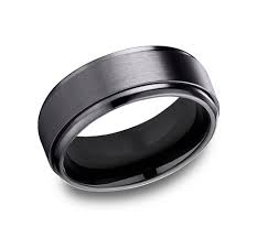 9mm Black Titanium Satin Finish Drop Beveled Edge Wedding Band (9039386214630) (10800541270209)