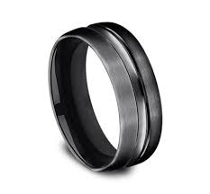 7.5mm Black Titanium Satin Finish Center Groove Wedding Band (9039386411238)
