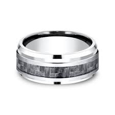 9mm Grey Cobalt Carbon Fiber Inlay Wedding Band (9039386312934) (10800541171905)