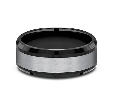 8mm Black Titanium and Grey Tantalum Satin Finish Wedding Band (9039386640614) (10800540844225)