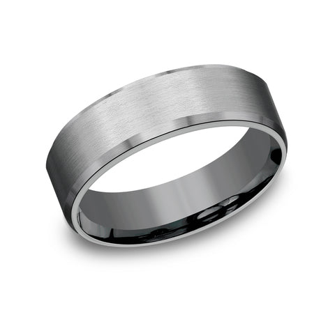 7mm Grey Tantalum Satin Finish Wedding Band (9039386902758) (10800540614849)