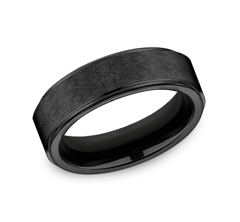 7mm Black Titanium Swirl Finished Wedding Band (9039386050790) (10800541434049)