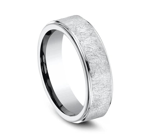 7mm Grey Cobalt Swirl Finished Wedding Band (9039386083558) (10800541401281)