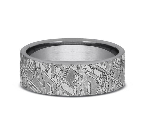 7mm Grey Tantalum Faux Meteorite Finish Wedding Band (9039387033830) (10800540483777)