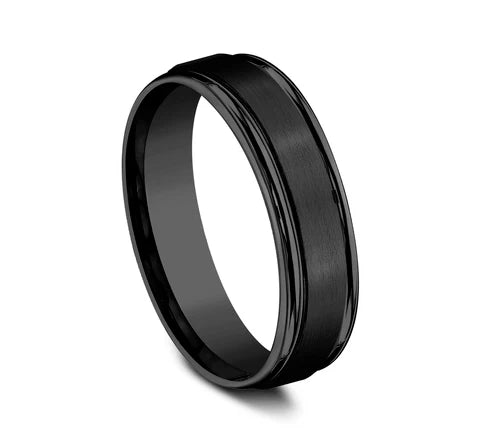 6mm Black Titanium Satin Finish Round Edge Wedding Band (9039386509542) (10800541008065)